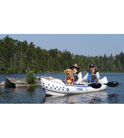 SEA EAGLE 370 Professional 3 Person Inflatable Kayak Canoe Boat w/ Paddles(Used)