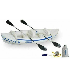 Sea Eagle 2 Person Inflatable Sport Kayak Canoe Boat w/ Pump & Oars (For Parts)