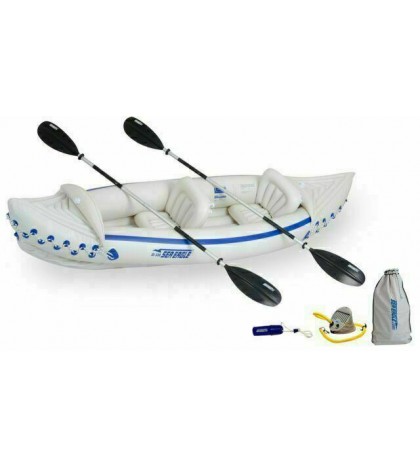 Sea Eagle 2 Person Inflatable Sport Kayak Canoe Boat w/ Pump & Oars (For Parts)
