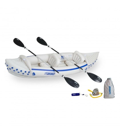 Sea Eagle 2 Person Inflatable Sport Kayak Canoe Boat w/ Pump & Oars (For Parts)