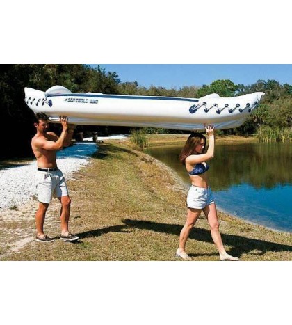 Sea Eagle 2 Person Inflatable Sport Kayak Canoe Boat w/ Pump & Oars (For Parts)