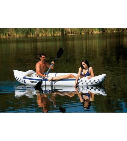 Sea Eagle 2 Person Inflatable Sport Kayak Canoe Boat w/ Pump & Oars (For Parts)