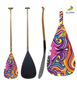 ZJ SPORT Top Popular Outrigger Paddle In Graphic Carbon Blade Wooden Shaft