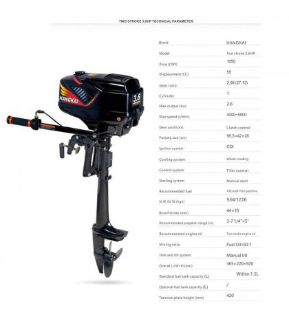 3.5/4/6/6.5/7HP 2/4-Stroke Outboard Motor Boat Engine w/Water/Air Cooling System