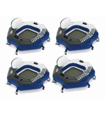 Intex River Run Connect Lounge Inflatable Floating Water Tube 58854EP (4 Pack)
