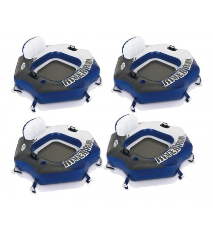 Intex River Run Connect Lounge Inflatable Floating Water Tube 58854EP (4 Pack)