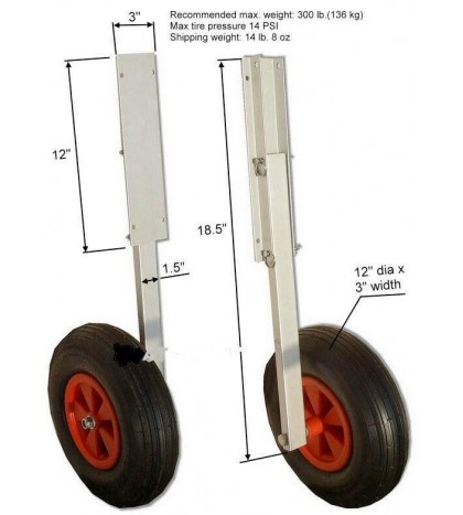 For Inflatable Aluminum Fiberglass Boats Transom Launching Wheels Set