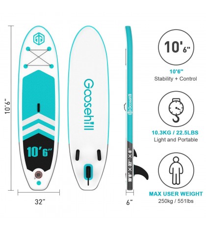 Rainbow R Inflatable SUP Board Stand Up Paddle Board 10' Long 32