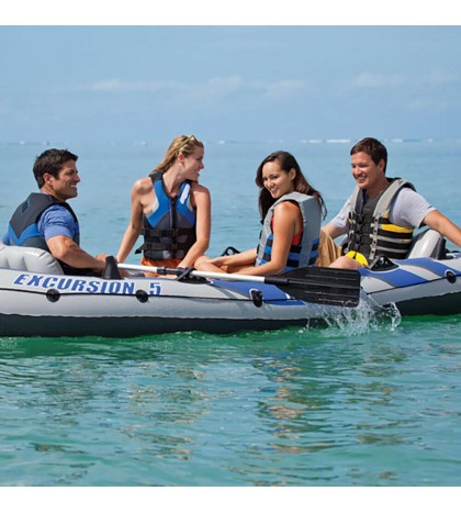 Intex Excursion 5 Inflatable Rafting/Fishing Dinghy Boat Set (Open Box) (2 Pack)