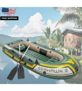 Inflatable Fishing Camping Rafting Family Boat with 2 Oars for 3 People