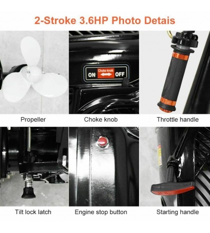 3.6 HP 2 Stroke Outboard Motor Fishing Boat Engine w/ Water Cooling CDI System