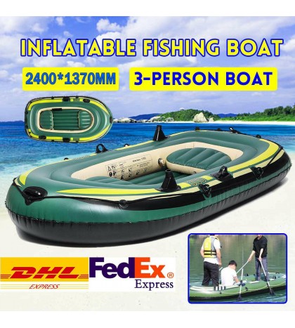 PVC Inflatable 3 Person Boat Fishing Boat Kayak Canoe Rowing Air Boat Drifting
