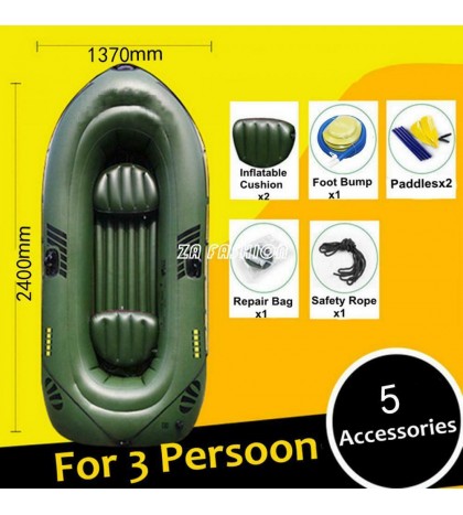 PVC Inflatable 3 Person Boat Fishing Boat Kayak Canoe Rowing Air Boat Drifting