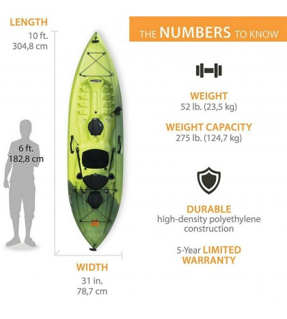 Two Pack 10' Fishing Kayaks Lifetime Tamarack Sit On Top Plastic Kayak