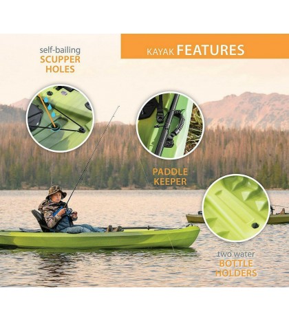 Two Pack 10' Fishing Kayaks Lifetime Tamarack Sit On Top Plastic Kayak