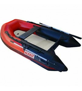 ALEKO 8.4 Ft Inflatable Fishing Boat with Air Floor Deck 3 Person Raft Red/Black