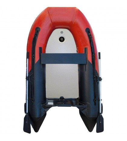 ALEKO 8.4 Ft Inflatable Fishing Boat with Air Floor Deck 3 Person Raft Red/Black