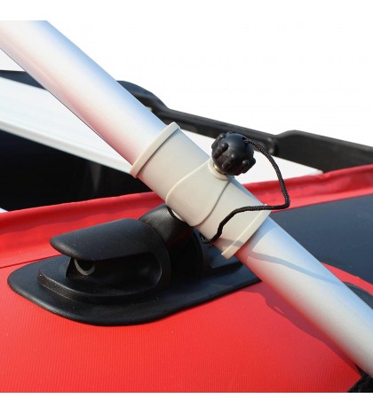 ALEKO 8.4 Ft Inflatable Fishing Boat with Air Floor Deck 3 Person Raft Red/Black