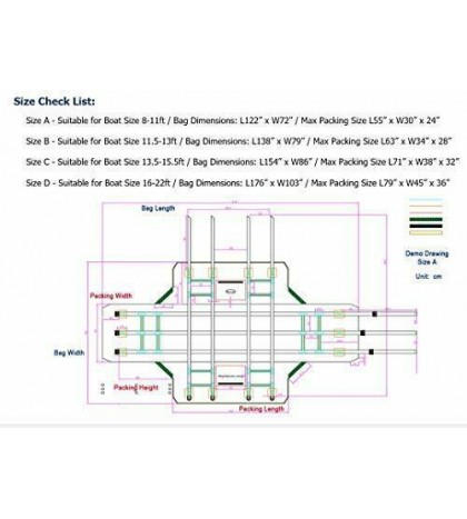 Foldable Inflatable Boat (Hull) Storage and Size B - for 360-390 Boats