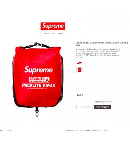 Supreme Advanced Elements® Packlite™ Kayak Boat Red ss18 Week 20