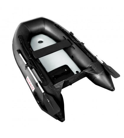 ALEKO 8.4 Ft Inflatable Fishing Boat with Air Floor Deck 3 Person Raft Black