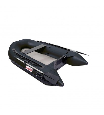 ALEKO 8.4 Ft Inflatable Fishing Boat with Air Floor Deck 3 Person Raft Black