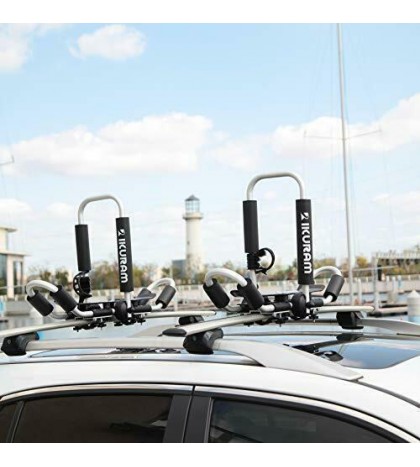 IKURAM Kayak/Surf/Ski Roof Carrier Rack of Bilateral Premier J-Style Folding 4-i
