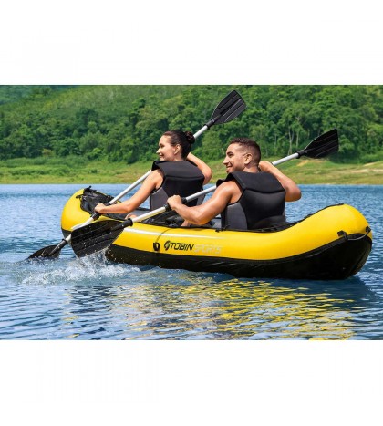 NEW TOBIN SPORTS WAVEBREAK KAYAK 2-86IN ALUMINUM PADDLES HAND PUMP REPAIR PATCH