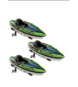 Intex Challenger K1 1-Person Inflatable Sporty Kayak w/ Oars And Pump (3 Pack) Intex Challenger K1 1-Person Inflatable Sporty Kayak w/ Oars And Pump (3 Pack)
