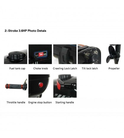 2 / 4 Stroke 3.5/3.6/4/6.5/7HP Outboard Motor Boat Engine Air / Water Cooling US