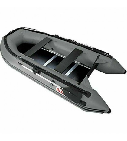ALEKO Inflatable Fishing Boat 4 Person with Wood Floor 10.5 Feet Grey