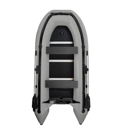 ALEKO Inflatable Fishing Boat 4 Person with Wood Floor 10.5 Feet Grey