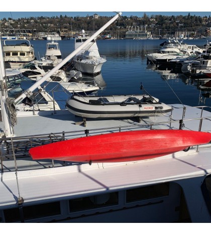 ALEKO Inflatable Fishing Boat 4 Person with Wood Floor 10.5 Feet Grey