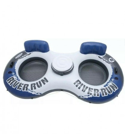 2x Intex River Run 2 Person Double Inflatable Tube/Float & Cooler New