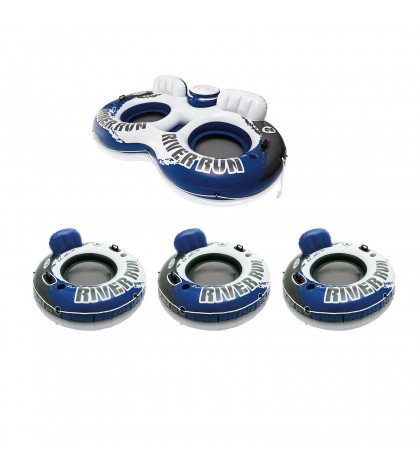 Intex River Run II Inflatable Pool Tube Float & Floating Lake Raft (3 Pack)