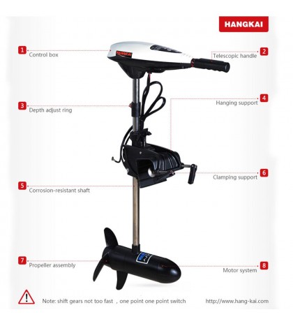 65LB 12V Heavy Duty Electric Outboard Motor Trolling Motor Boat Engine Hangkai