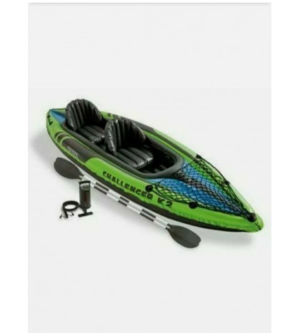New in Box Intex Challenger K2 Inflatable 2-Person Kayak Boat w/Paddles & Pump