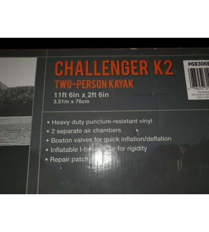 New in Box Intex Challenger K2 Inflatable 2-Person Kayak Boat w/Paddles & Pump