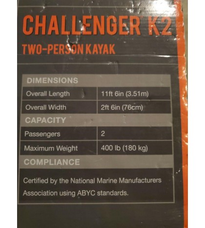 New in Box Intex Challenger K2 Inflatable 2-Person Kayak Boat w/Paddles & Pump