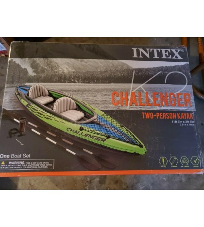 New in Box Intex Challenger K2 Inflatable 2-Person Kayak Boat w/Paddles & Pump