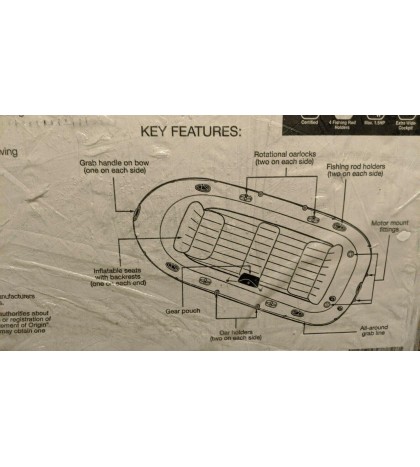Intex Excursion 5 Person Inflatable Fishing Boat Set with 2 Oars, Air Pump & Bag