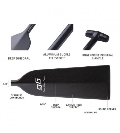 IDBF Approved Carbon Fiber Dragon Boat Paddle With Big Dihedral Blade
