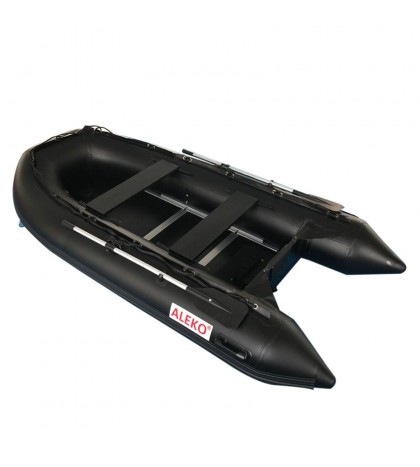 ALEKO Inflatable Fishing Boat 4 Person with Wood Floor 10.5 Feet Black