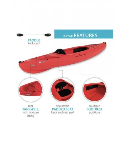 Lifetime Charger 10 ft Sit-in Kayak (Paddle Included), 9096 volcano red
