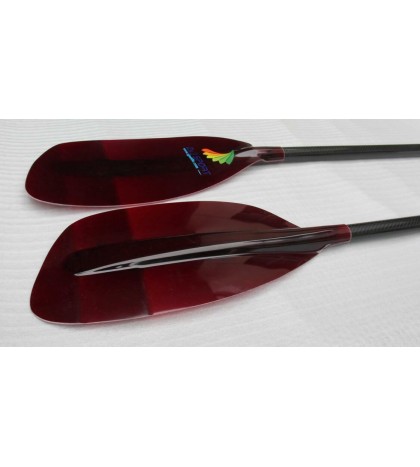 ZJ SPORT Red Fiber Blade And Carbon Straight And Bent Shaft WhiteWater Paddle