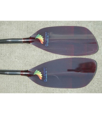 ZJ SPORT Red Fiber Blade And Carbon Straight And Bent Shaft WhiteWater Paddle