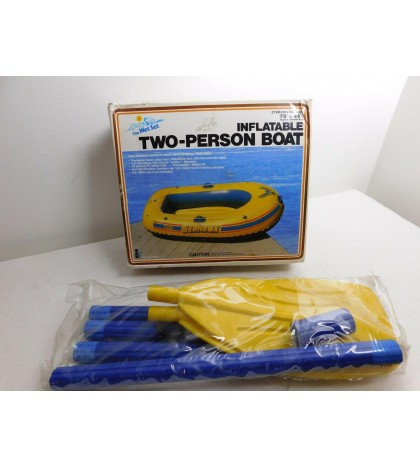 New 1984 Inflatable Two Person Boat SeaHawk 200 w/ Oars 78