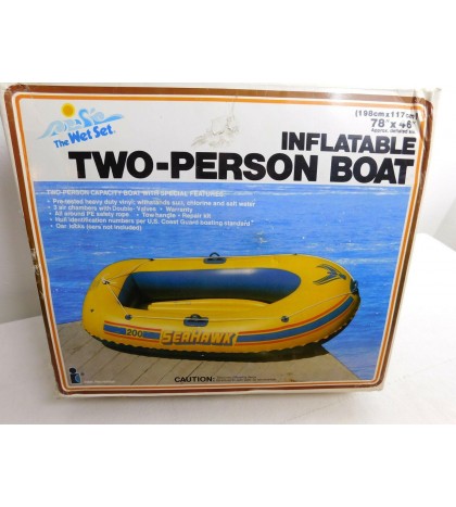 New 1984 Inflatable Two Person Boat SeaHawk 200 w/ Oars 78