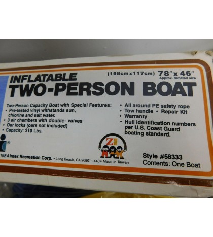 New 1984 Inflatable Two Person Boat SeaHawk 200 w/ Oars 78