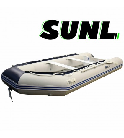 SunL Inflatable Aluminum Board Heavy Duty Dinghy Tender Boat w/Wood Transom